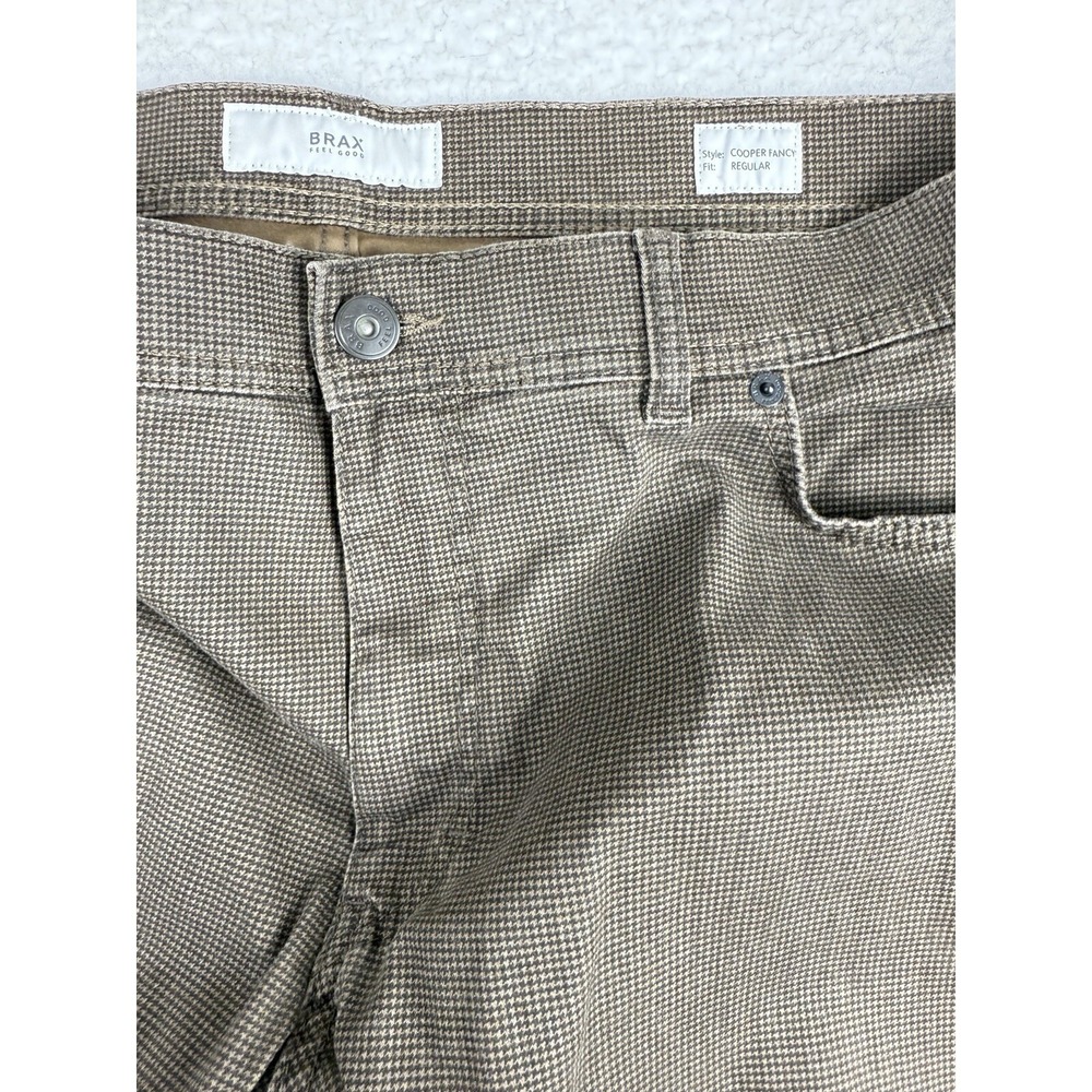 Brax Cooper Fancy Pants Mens 40x34 Regular Fit Houndstooth Tweed Brown *Read‎ - Picture 3 of 11